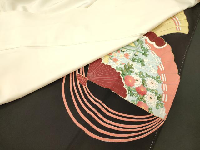 平和屋着物■豪華黒留袖　刺繍　檜扇花松文　金彩　正絹　逸品　CABN4480oy