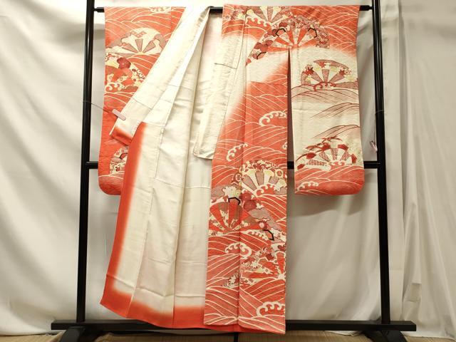 平和屋着物■豪華振袖　片輪車立波花文　暈し染め　金彩　正絹　逸品　CABN4490oy