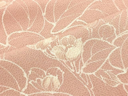 平和屋着物■訪問着　手描き　草花文　鬼しぼ縮緬　正絹　逸品　CABN4511oy