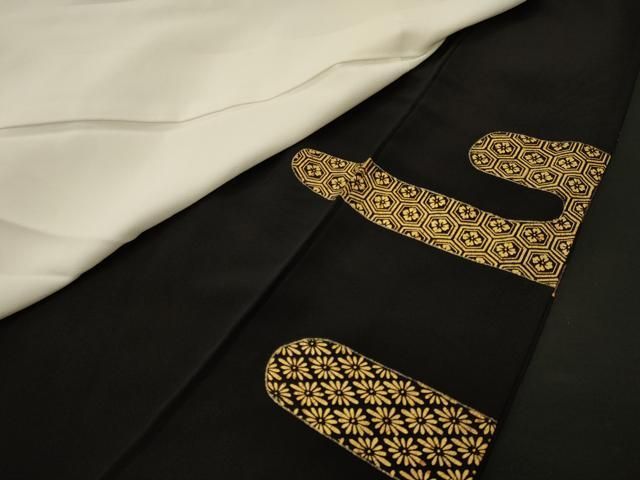 平和屋着物■豪華黒留袖　駒刺繍　松葉文　金糸　正絹　逸品　CABN4514oy