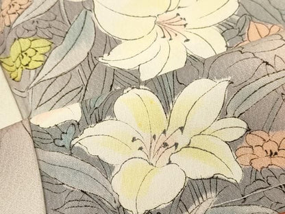 平和屋着物■上質な小紋　草花文　暈し染め　正絹　逸品　CABN4515oy