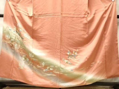 平和屋着物■訪問着　流水花文　暈し染め　金銀彩　正絹　逸品　CABN4520oy