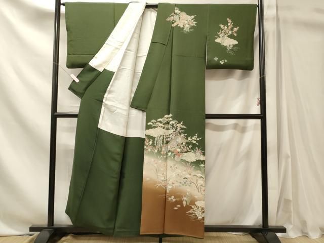 平和屋着物■訪問着　流水草花文　暈し染め　正絹　逸品　CABN4525oy