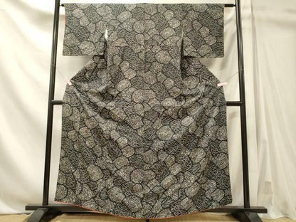 平和屋着物■上質な小紋　幾何学文　黒地　正絹　逸品　CABN4529oy