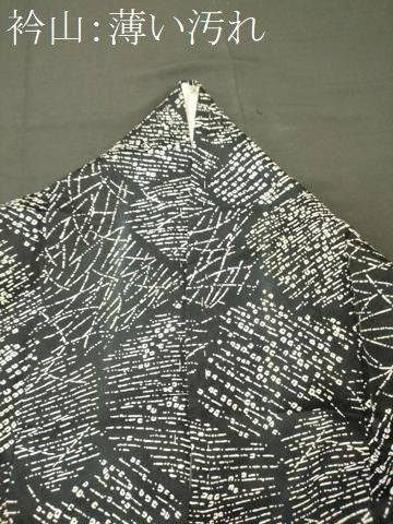 平和屋着物■上質な小紋　幾何学文　黒地　正絹　逸品　CABN4529oy