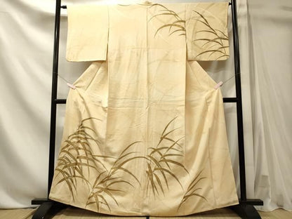 平和屋着物■訪問着　手描き　草葉文　金彩　正絹　逸品　CABN4534oy