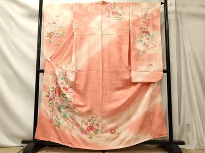 平和屋着物■豪華振袖　花鳥文　暈し染め　金銀糸　正絹　逸品　CABN4546oy