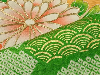 平和屋着物■豪華振袖　駒刺繍　絞り　菊　金銀彩　正絹　逸品　CABN4547oy