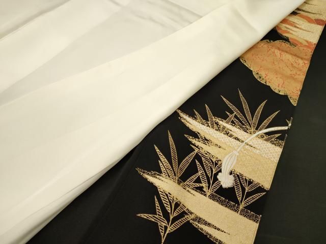 平和屋着物■豪華黒留袖　駒刺繍　萬寿染　鏡裏花文　金彩　正絹　逸品　CABN4555oy