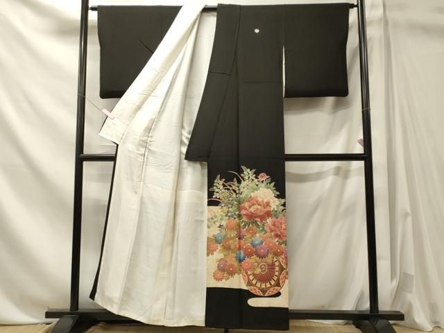 平和屋着物■豪華黒留袖　作家物　刺繍　花車文　金彩　正絹　逸品　CABN4557oy