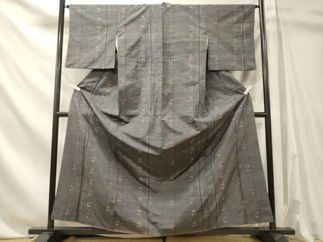 平和屋着物■上質な紬　幾何学文　正絹　逸品　CABN4558oy