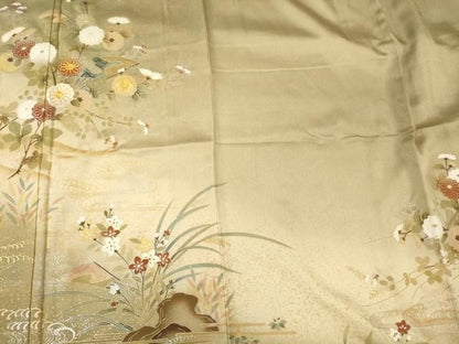 平和屋着物■訪問着　駒刺繍　立波枝花文　暈し染め　金銀彩　正絹　逸品　CABN4588oy