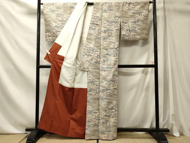 平和屋着物■上質な紬　舞花文　正絹　逸品　CABN4595oy