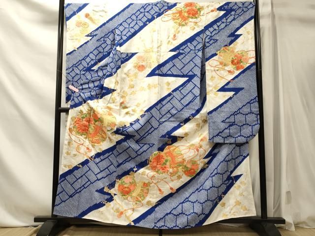 平和屋着物■豪華振袖　駒刺繍　絞り　鼓花文　金彩　正絹　逸品　CABN4596oy