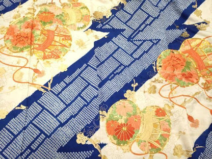 平和屋着物■豪華振袖　駒刺繍　絞り　鼓花文　金彩　正絹　逸品　CABN4596oy
