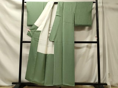 平和屋着物■上質な色無地　舞花地紋　柳茶色　正絹　逸品　CABN4601oy