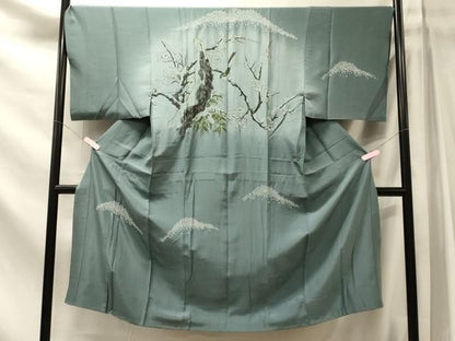平和屋着物■男性　長襦袢　袷　手描き　絞り　枝梅文　正絹　逸品　CABN4612oy
