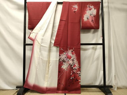 平和屋着物■訪問着　草花文　暈し染め　銀彩　正絹　逸品　CABN4616oy