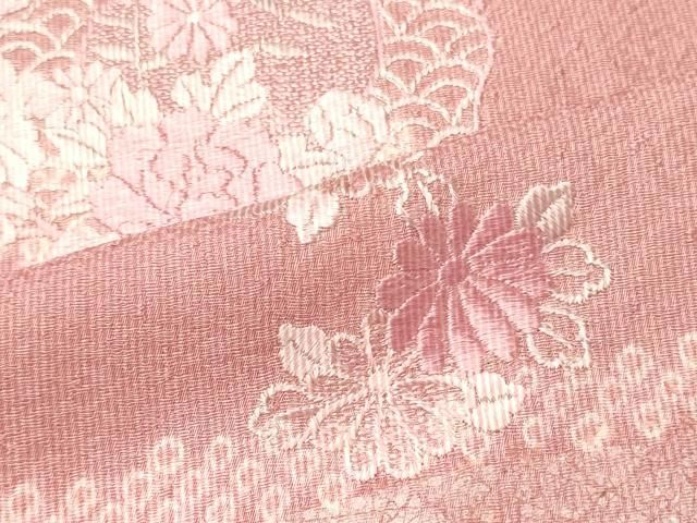平和屋着物■訪問着　江戸小紋　刺繍　流線花文　万筋　紅梅色×虹色　金彩　正絹　逸品　CABN4627oy