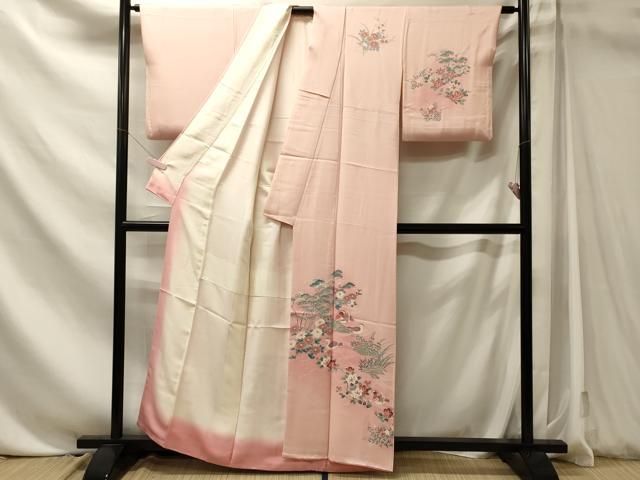 平和屋着物■訪問着　流水花鳥文　暈し染め　正絹　逸品　CABN4631oy
