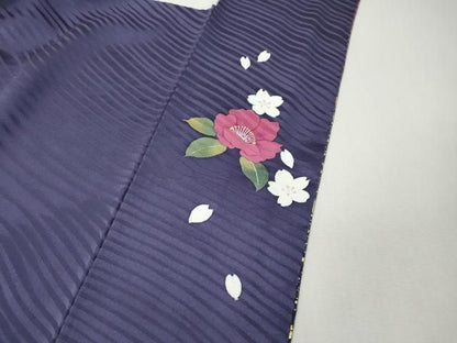 平和屋着物●二代目清次郎　手描き　訪問着　舞花文　暈し染め　金彩　正絹　逸品　CABN4831ut