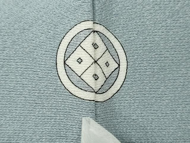 平和屋着物●上質な色無地　松寿縮緬　灰青色　反端付き　正絹　逸品　未使用　CABN4836ut