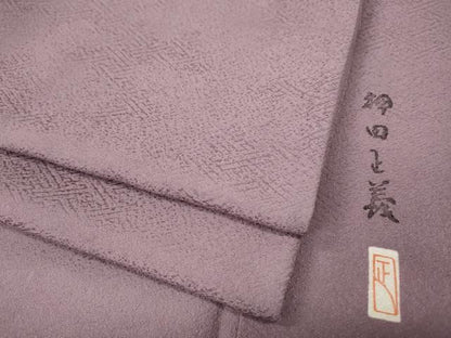 平和屋着物●本加賀友禅作家　押田正義監修　色無地　紗綾形地紋　紅藤色　正絹　逸品　CABN4838ut