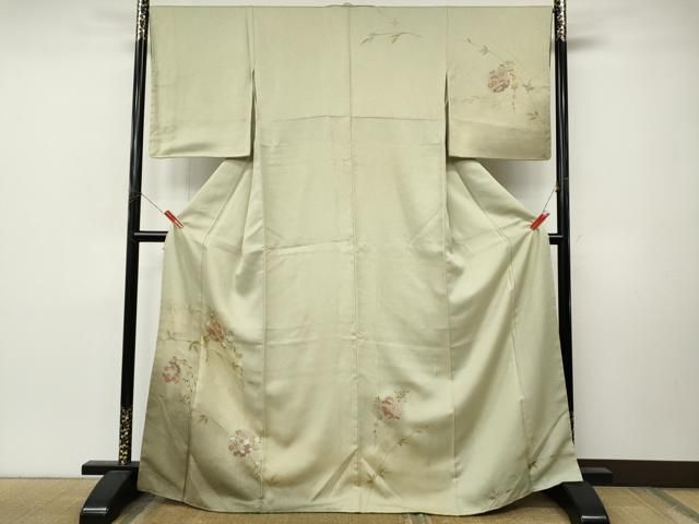 平和屋着物●訪問着　駒刺繍　雪輪草花文　暈し染め　金銀彩　三越扱い　正絹　逸品　未使用　CABN4848ut