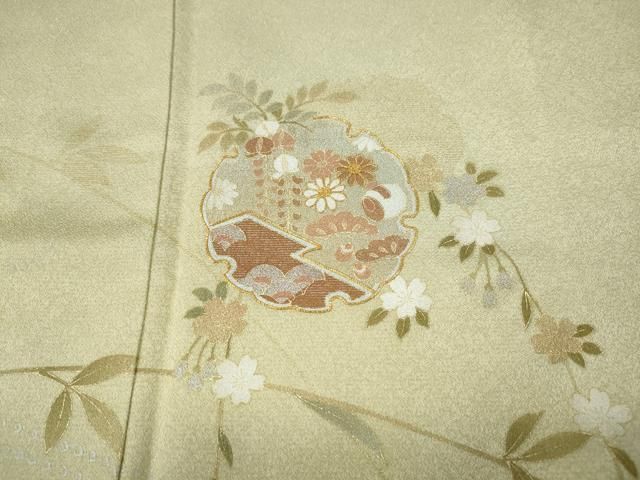 平和屋着物●訪問着　駒刺繍　雪輪草花文　暈し染め　金銀彩　三越扱い　正絹　逸品　未使用　CABN4848ut