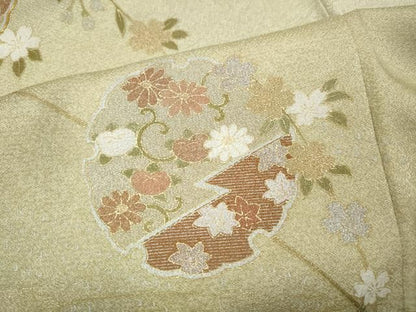 平和屋着物●訪問着　駒刺繍　雪輪草花文　暈し染め　金銀彩　三越扱い　正絹　逸品　未使用　CABN4848ut