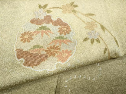 平和屋着物●訪問着　駒刺繍　雪輪草花文　暈し染め　金銀彩　三越扱い　正絹　逸品　未使用　CABN4848ut