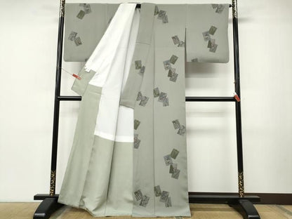 平和屋着物●上質な小紋　色紙重ね草花文　正絹　逸品　CABN4850ut