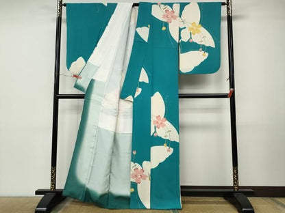 平和屋着物●上質な小紋　花蝶文　金彩　正絹　逸品　CABN4851ut