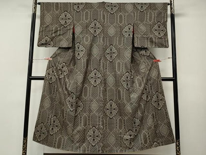 平和屋着物●本場大島紬　龍郷絣　亀甲花文　正絹　逸品　CABN4856ut