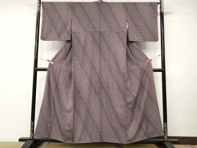 平和屋着物●江戸小紋　斜線草花文　正絹　逸品　CABN4869ut