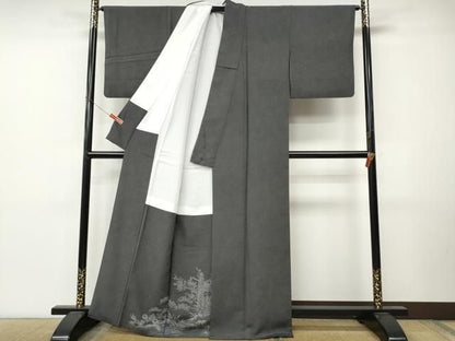 平和屋着物●江戸小紋　鮫小紋柄　黒地　正絹　逸品　CABN4870ut