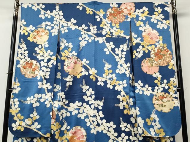 平和屋着物●十日町老舗ブランド　吉澤友禅　吾妻徳穂　振袖　駒刺繍　雪輪草花文　金彩　正絹　逸品　CABN4873ut