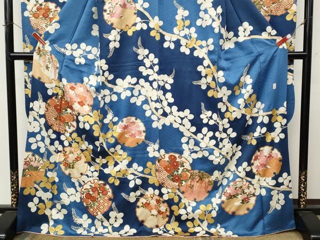 平和屋着物●十日町老舗ブランド　吉澤友禅　吾妻徳穂　振袖　駒刺繍　雪輪草花文　金彩　正絹　逸品　CABN4873ut