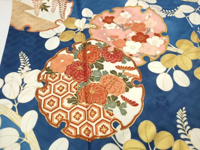 平和屋着物●十日町老舗ブランド　吉澤友禅　吾妻徳穂　振袖　駒刺繍　雪輪草花文　金彩　正絹　逸品　CABN4873ut