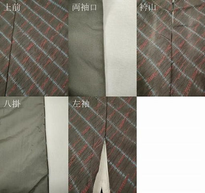 平和屋着物●上質な紬　総絞り　斜線文　正絹　逸品　CABN4879ut