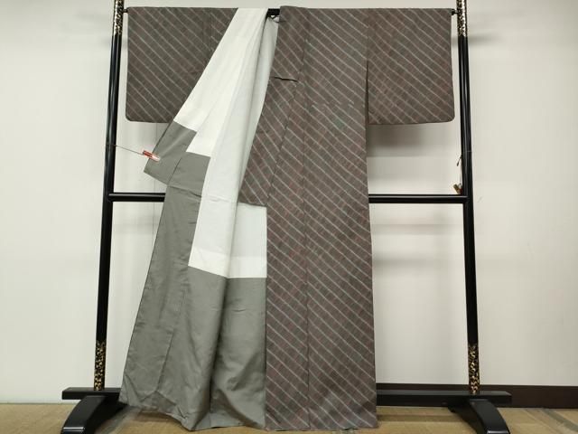 平和屋着物●上質な紬　総絞り　斜線文　正絹　逸品　CABN4879ut