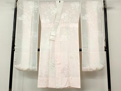 平和屋着物●振袖用長襦袢　無双仕立て　流水地紙花地紋　暈し染め　正絹　逸品　CABN4880ut