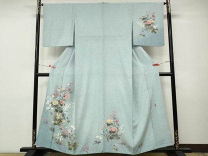 平和屋着物●訪問着　作家物　草花文　正絹　逸品　CABN4881ut