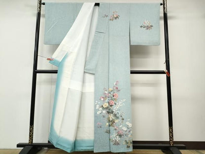 平和屋着物●訪問着　作家物　草花文　正絹　逸品　CABN4881ut