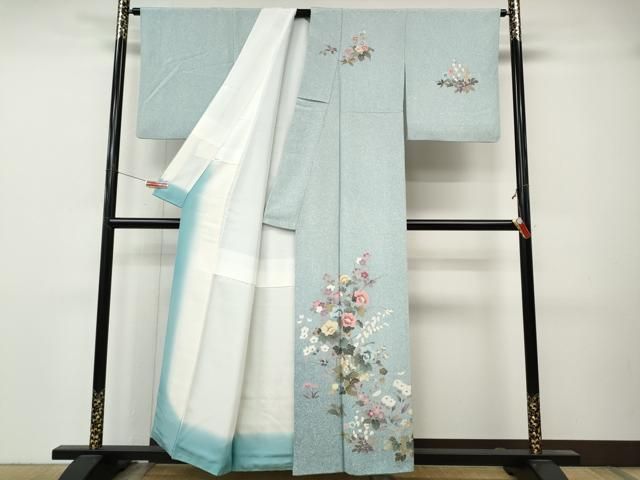 平和屋着物●訪問着　作家物　草花文　正絹　逸品　CABN4881ut