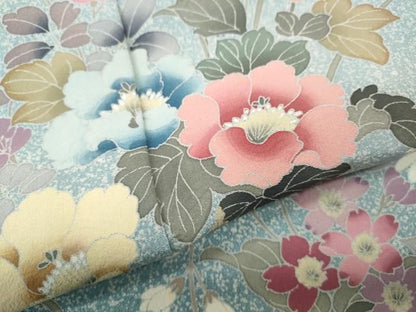 平和屋着物●訪問着　作家物　草花文　正絹　逸品　CABN4881ut