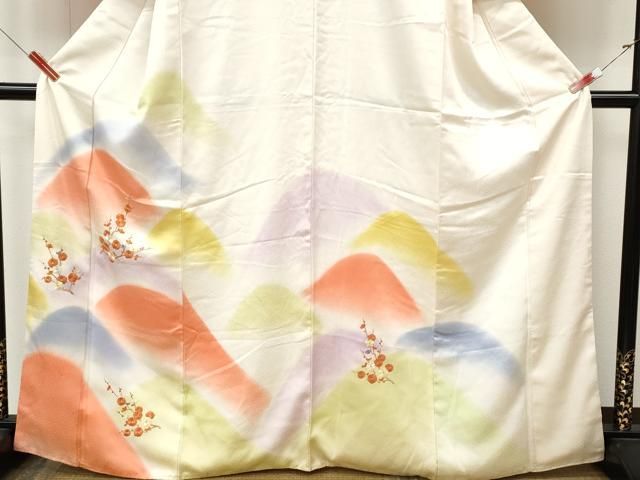 平和屋着物●訪問着　刺繍　遠山枝花文　暈し染め　金糸　正絹　逸品　CABN4882ut
