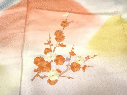 平和屋着物●訪問着　刺繍　遠山枝花文　暈し染め　金糸　正絹　逸品　CABN4882ut