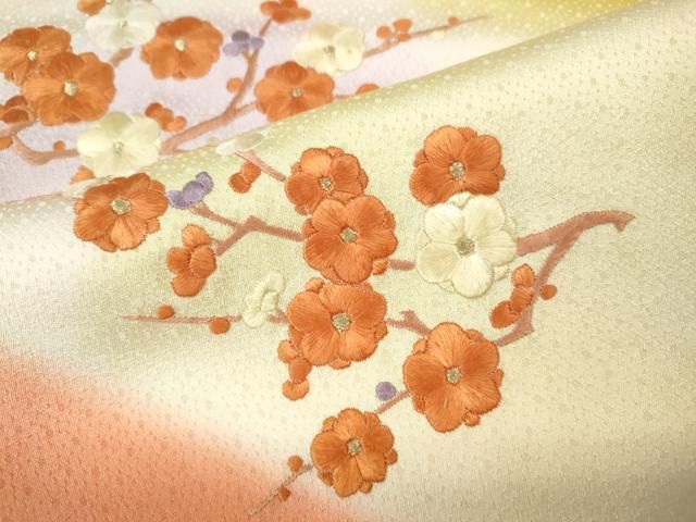 平和屋着物●訪問着　刺繍　遠山枝花文　暈し染め　金糸　正絹　逸品　CABN4882ut
