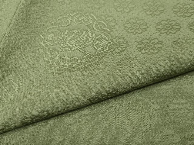 平和屋着物●上質な色無地　鳳凰花地紋　柳染色　正絹　逸品　CABN4883ut